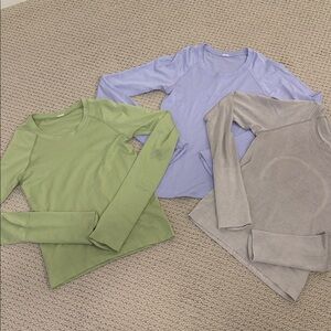 Lot of 3 Lululemon Swiftly Tech Long Sleeve Shirt 2.0 Waist Length Size 2